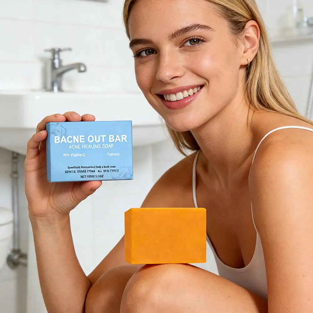 Natural Turmeric Soap Bar for Acne with Vitamin C Alphaarbutin,Acne Treatment Bar Soap Exfoliating Cleanser for Body Face Care Zpaxo