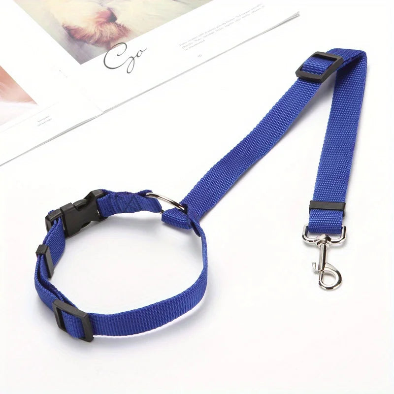 Pet Car Seat Belt Adjustable 2-in-1 Nylon Strap Rear Zpaxo blue