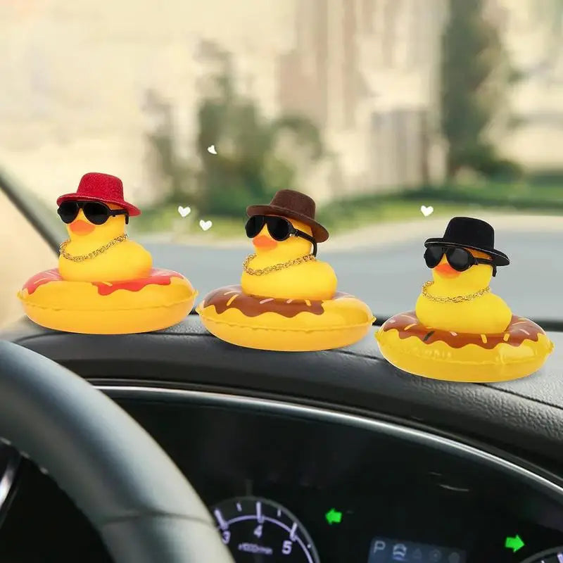 Cycling Accessories Bicycle Bell Duck Rubber Cute Duck Gold Chain Toy Cool Glasses Duck Motorcycle Riding Car Dashboard Decor Zpaxo