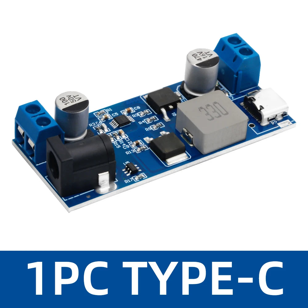 LM2596S DC-DC Adjustable Buck Converter 5A Type-C/Micro USB 12V 24V to 5V Step Down Charging Module Zpaxo 1PC TYPE-C