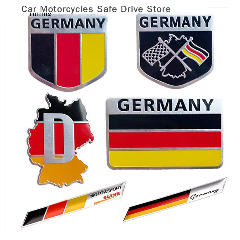 CM3D Aluminium Auto Car Emblem Germany German Flag Logo Grille Badge