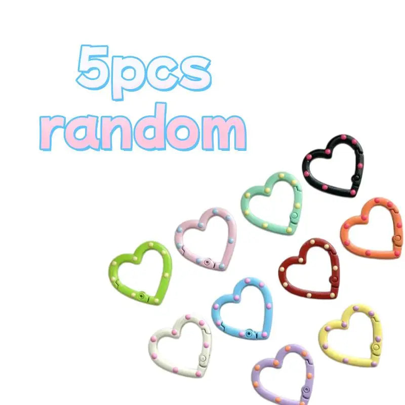 2/5pcs random Heart-Shaped Keychain with Spring Clip – Vibrant Alloy DIY Jewelry & Bag Charm by NADD VILLAGE Zpaxo 5pcs random