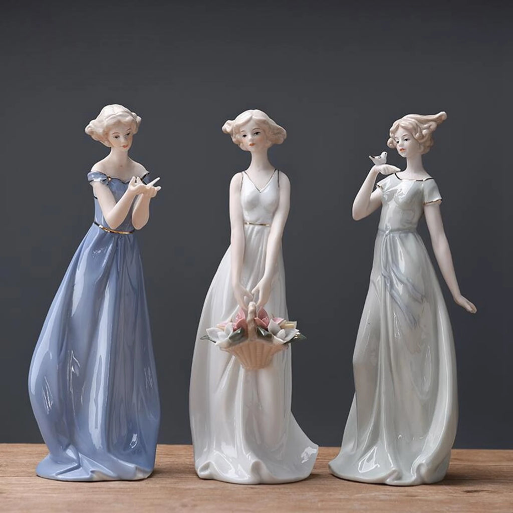 Porcelain Lady Statue – Ceramic Girl Figurine Home Decor Gift Decorative Figurine Zpaxo