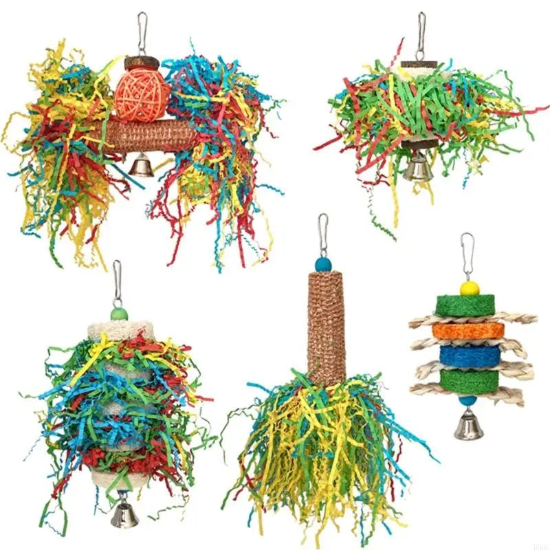 Interactive Bird Toy Natural Chew Colorful Paper Shredding Parrot