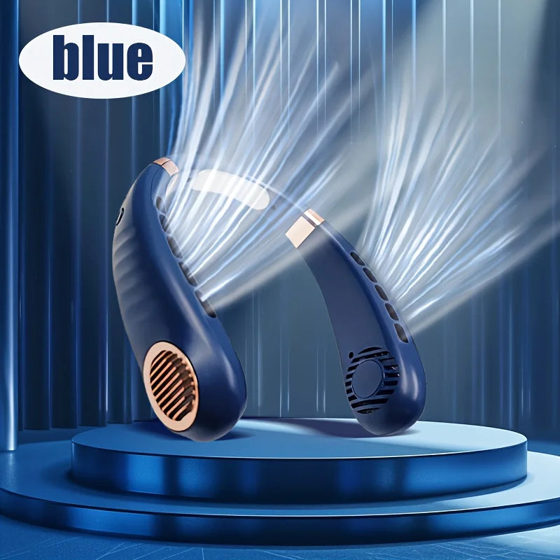 1pc Portable Wearable Neck Fan - Personal Fans for Outdoor And Indoor Use, Hands-Free, Leafless, Rechargeable, Headphone Design Zpaxo