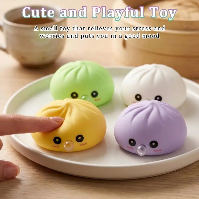 Bubble-Blowing Bun Squeeze Fidget Toy | Cute Dumpling Squish