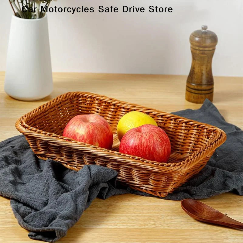 MWoven Rattan Storage Basket Sturdy Structure Large Capacity Kitchen