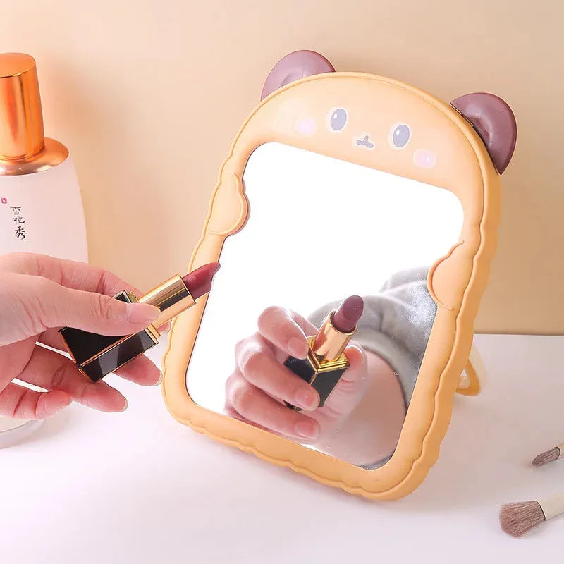 Bedroom Small Makeup Mirror Cartoon Panda Ear Table Foldable Student