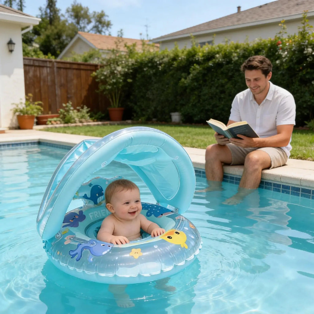 Sunshade Swim Ring Inflatable Pool Float Tube Swimming Circle