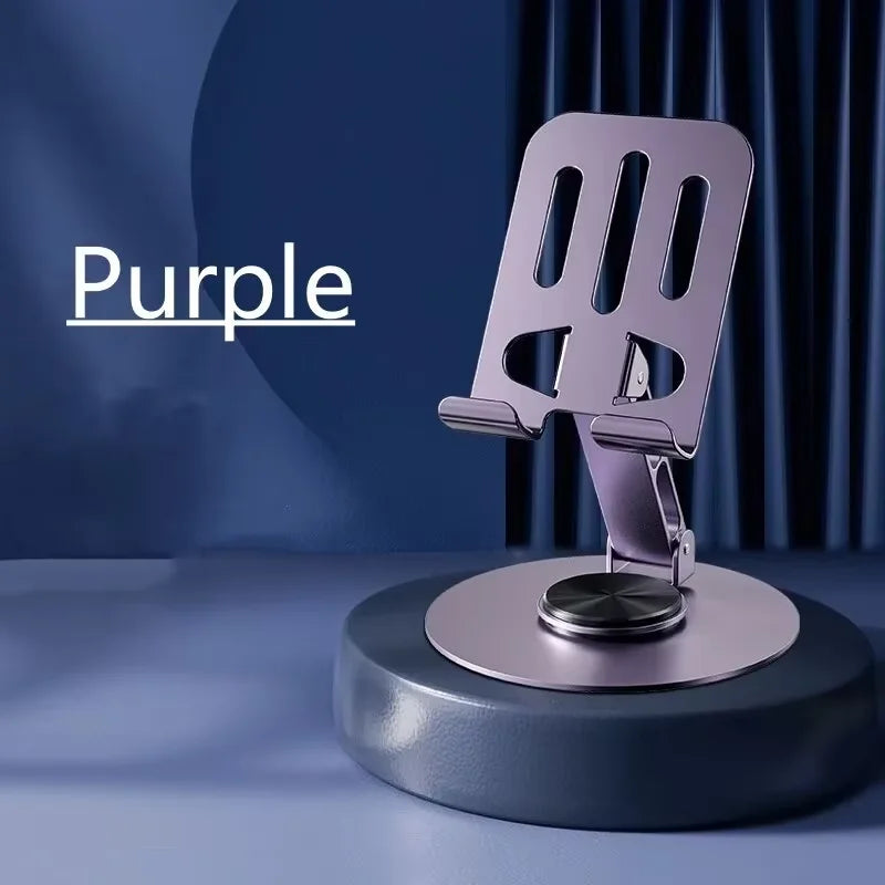 Adjustable Folding 720° Rotating Aluminum Alloy Tablet Holder Portable Stand for iPad Mobile Phone Desktop Live Mount Zpaxo Light purple