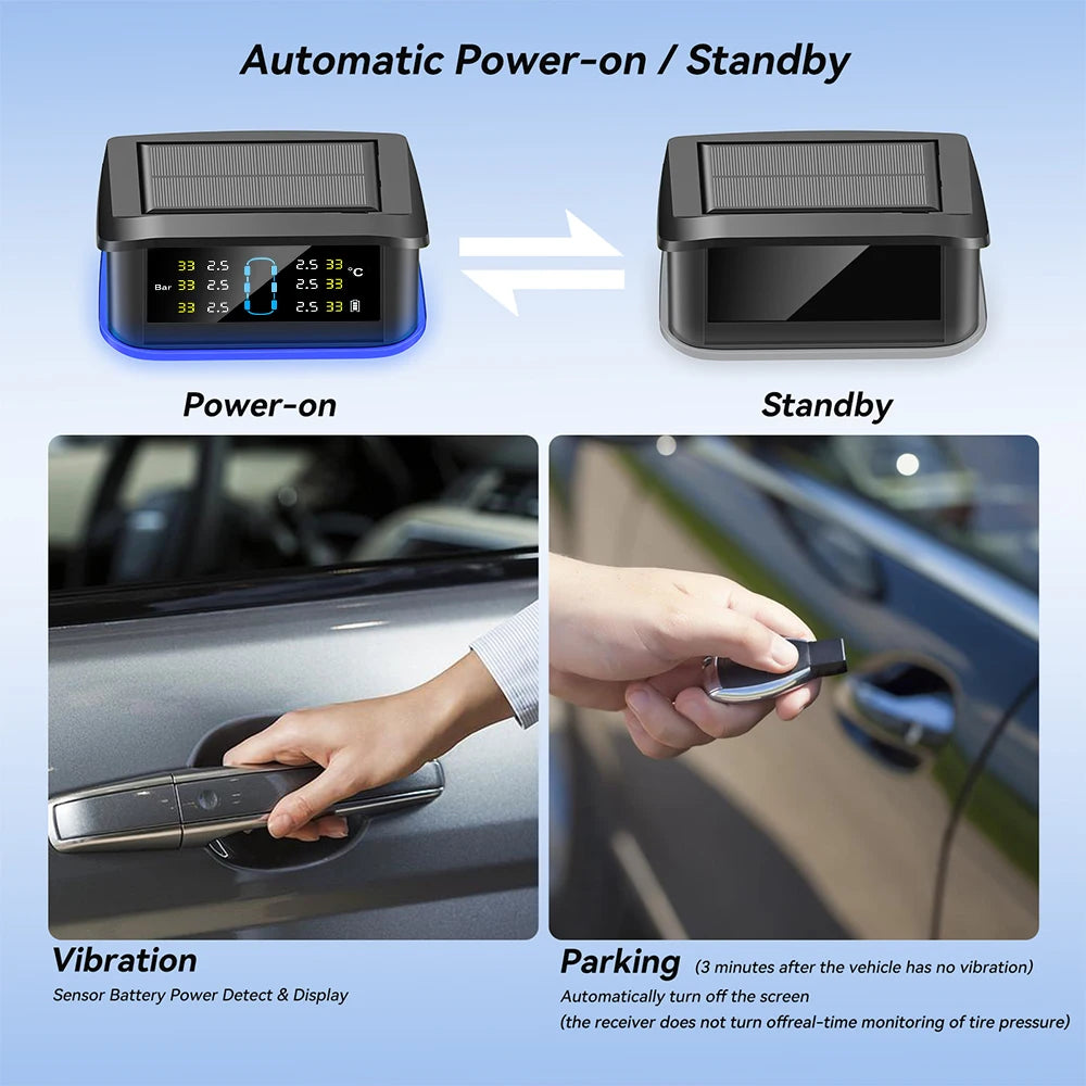 6 External Sensors Digital LCD Display Truck RV TPMS Safety Alarm