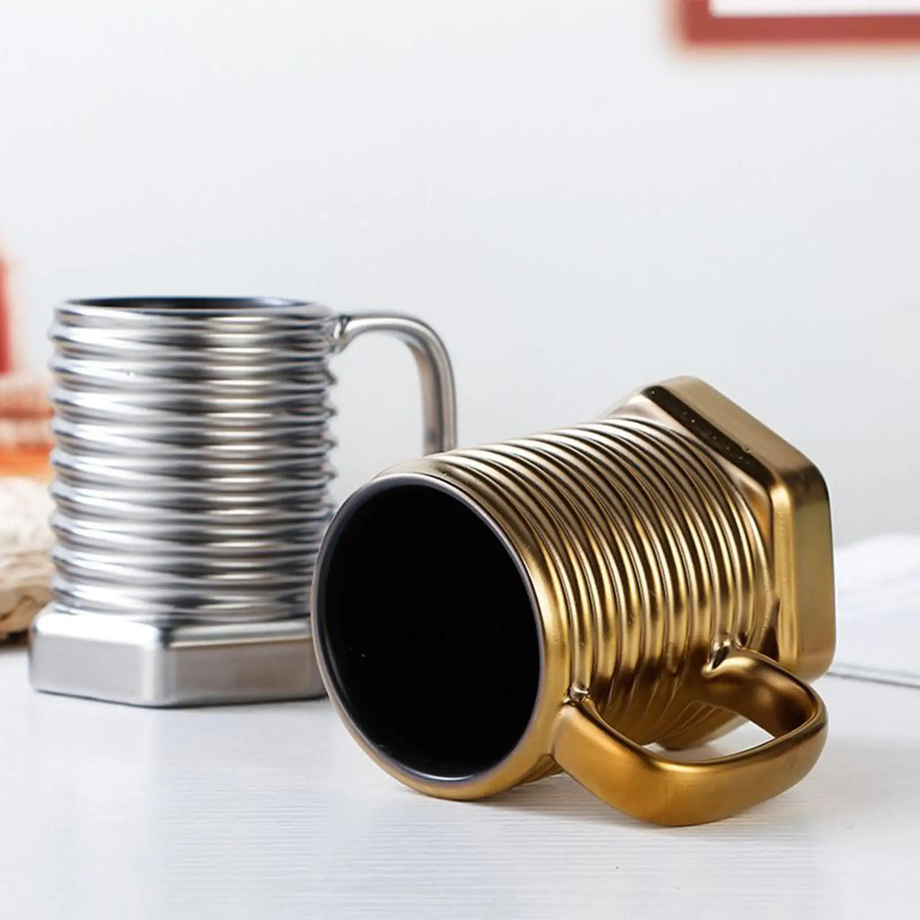 Spiral Hexagonal Coffee Mug Screw Design Heat Resistant Drinkware