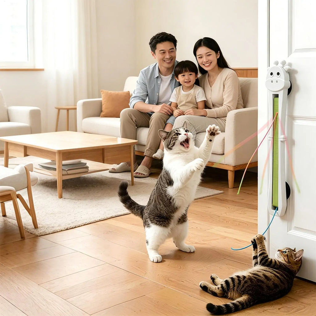 Fully automatic giraffe cat teasing machine, automatically tightens and throws ropes, allowing cats to relax and relieve boredom Zpaxo