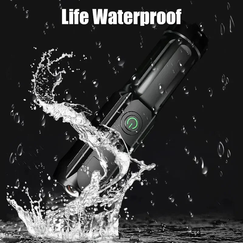 Powerful LED Flashlight Rechargeable USB Built-in Lithium Battery Waterproof Zoom Fishing Hunting Camping Tactical Flashlight Zpaxo