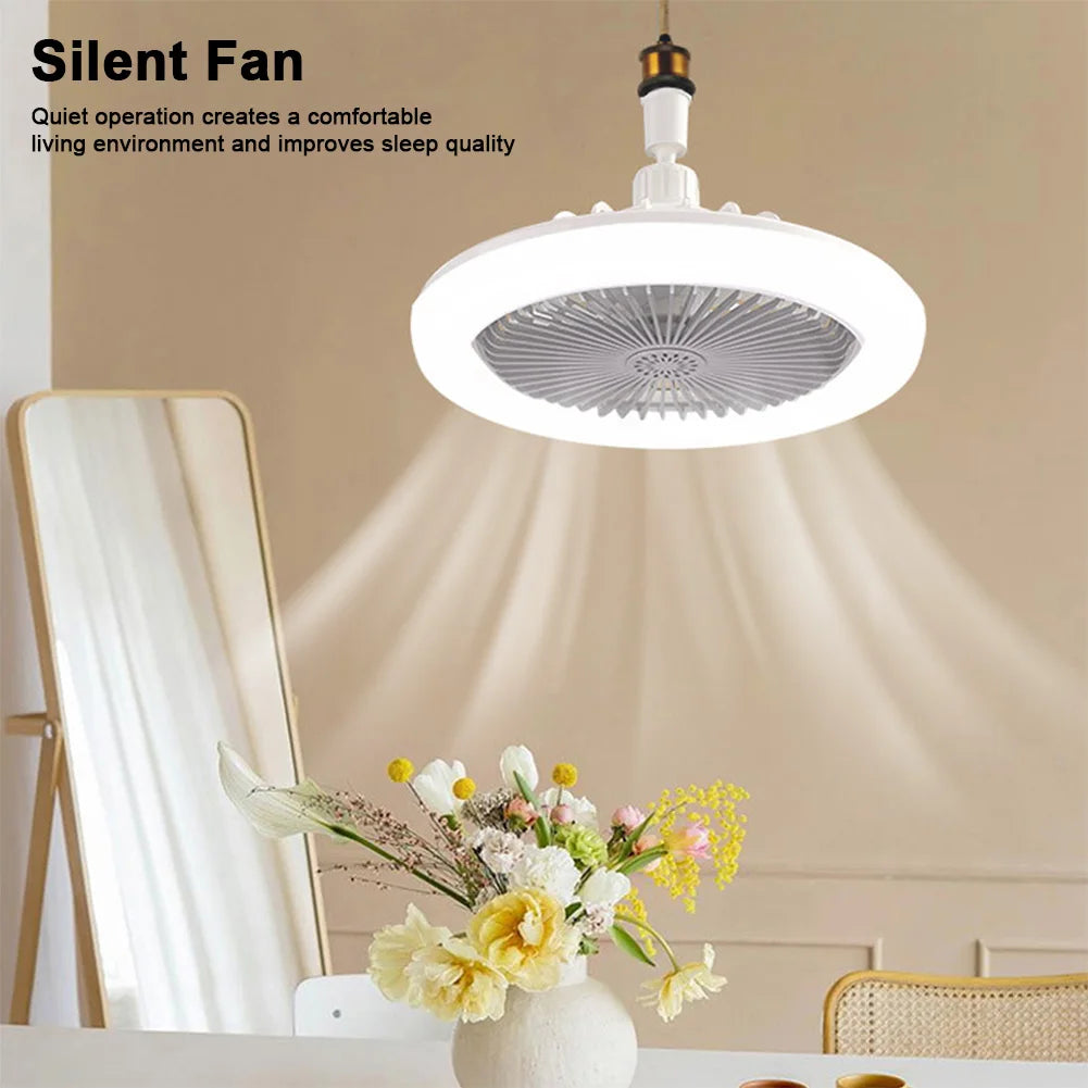 2 In 1 Energy Saving Remote Control Ceiling Fan Lamp Infinitely Dimmable E27/26 Base Bottom Noise Mute LED Decorative Light Zpaxo