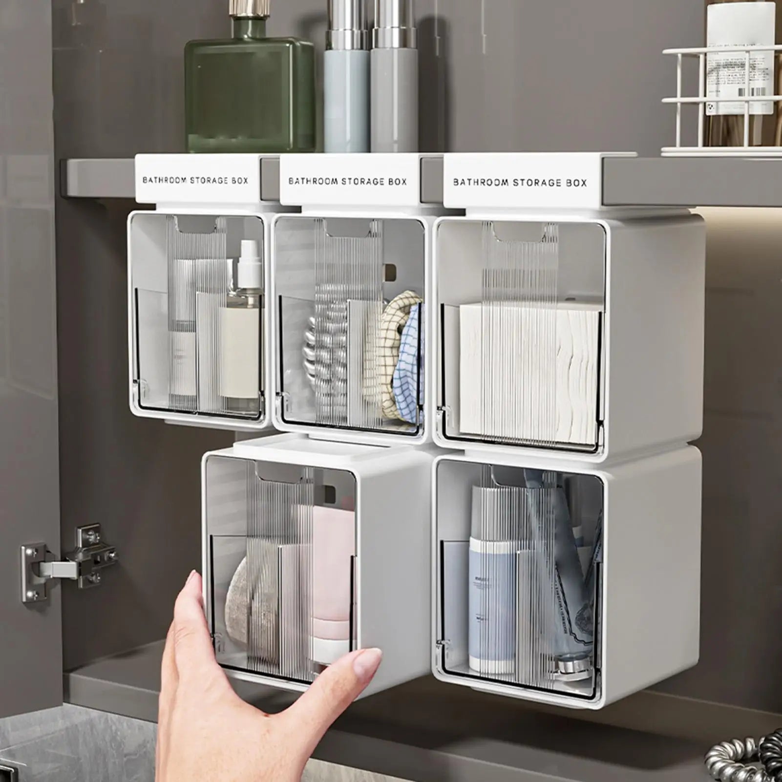 Under Cabinet Drawer Dustproof Divided Clear No Drilling Pull-out