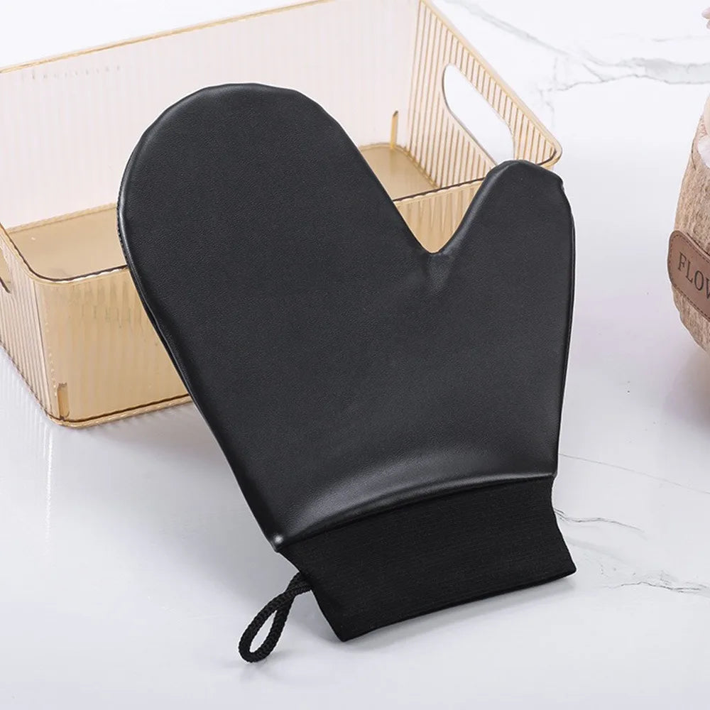 Leather Self-tanning Mitt Washable Quick Dry Tanning Glove Reusable Zpaxo Black