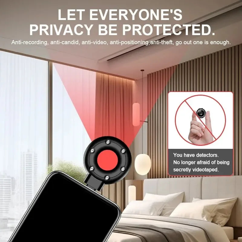 Portable Mini Anti-Peeping Detector Home Hotel Infrared Anti-Candid Shooting Pinhole Camera Mobile Phone IOS & Type-C Interface Zpaxo