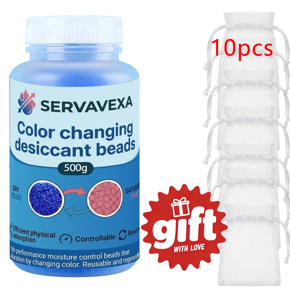 300g Indicating Silica Gel Beads Color-Changing Desiccant Moisture Absorber Reusable Dehumidifier with 5 Free Gift Bags Zpaxo Blue 18OZ