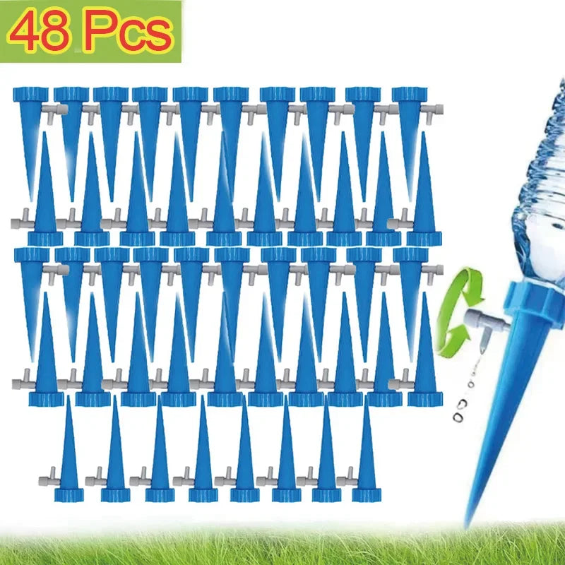 Automatic Drip Irrigation System Self Watering Adjustable for Flower Plants Greenhouse Garden Auto Water Dripper Device Zpaxo 48PCS-Blue