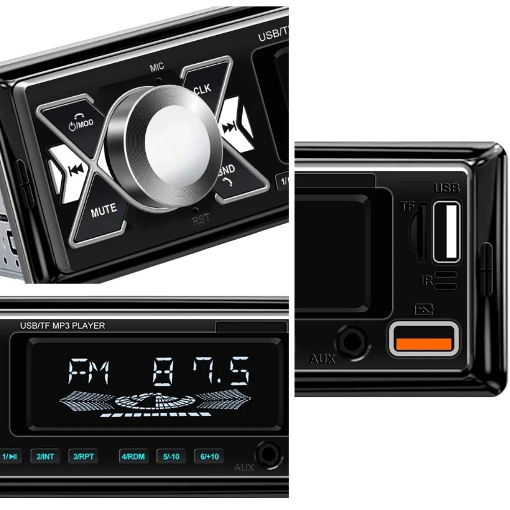 HIPPCRON Car MP3 Radio 1 Din Digital Player 7 Colorful Lights Stereos