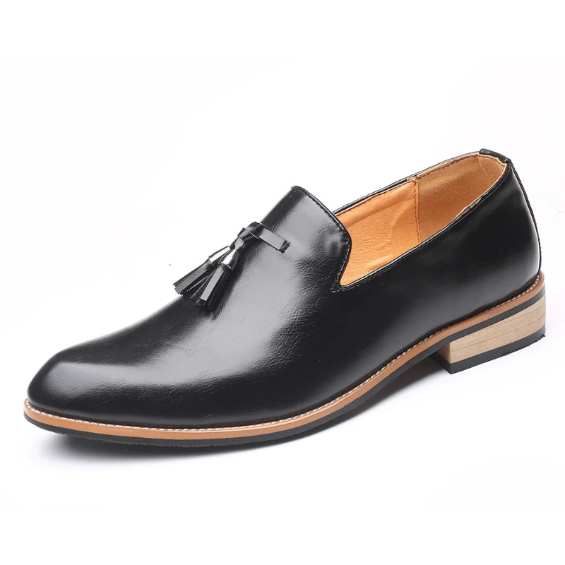 Mens Pointed Toe British Business Formal Dress Shoes Slip Leather Big Zpaxo R8505 Black 38 China Mainland