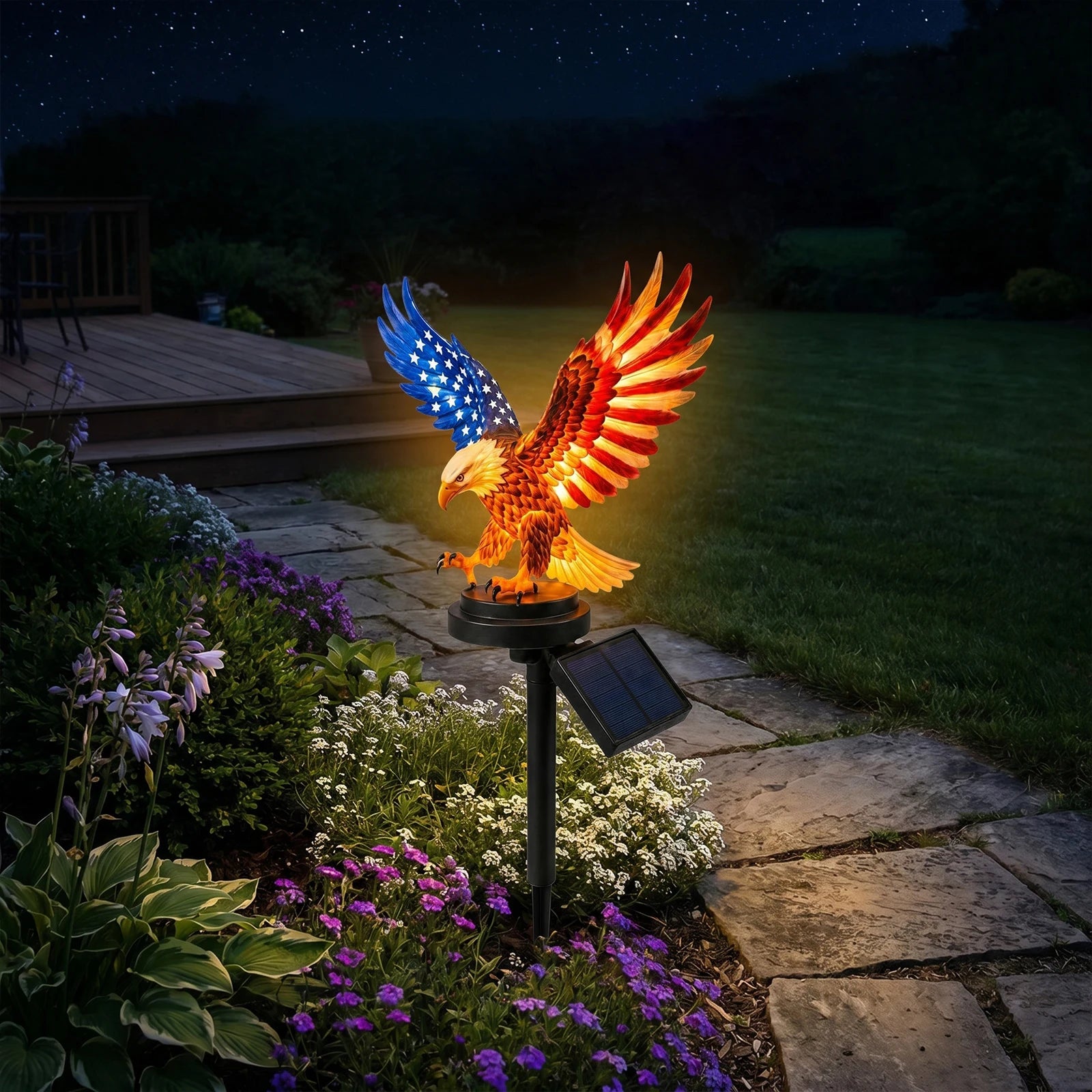 Solar Powered Eagle Stake Lights Waterproof Decorative American Bald