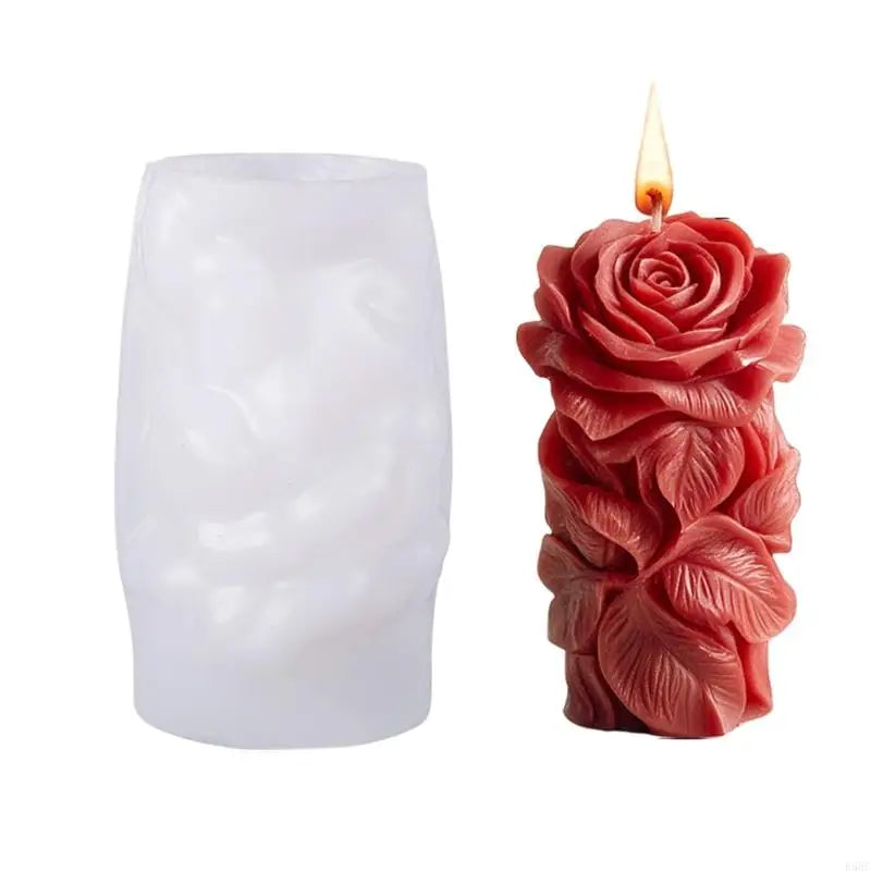 Embossed Rose Flower Cylinder Silicone Molds Epoxy Resin Making Soap
