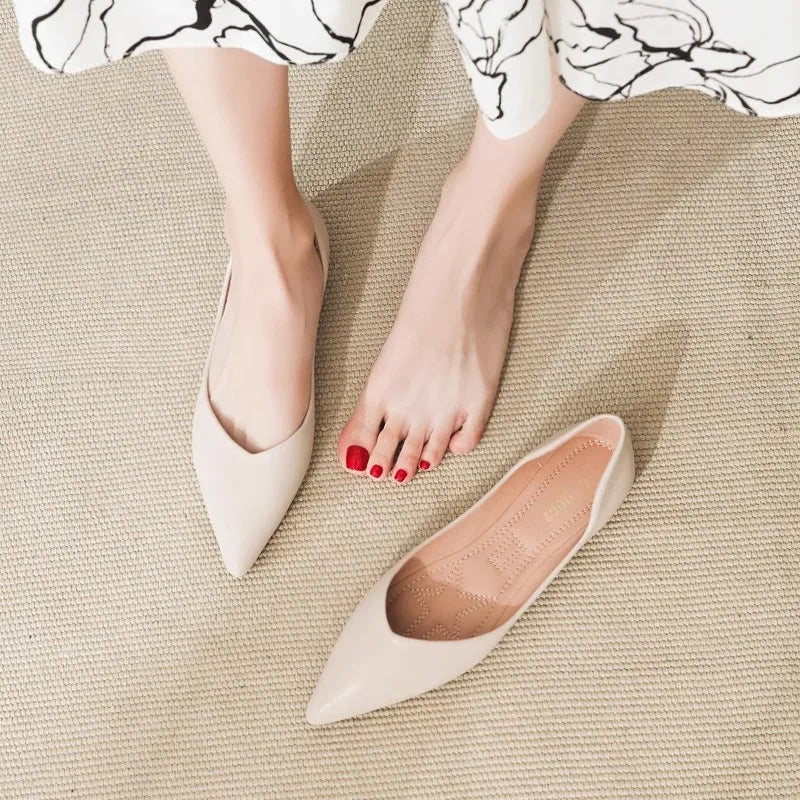 Spring Autumn Women Flats Pointed Toe New 2021 Plaid Ballet Flats Woman Shoes Solid Color Boat Shoes zapatos mujer Single Shoes Zpaxo 12 41