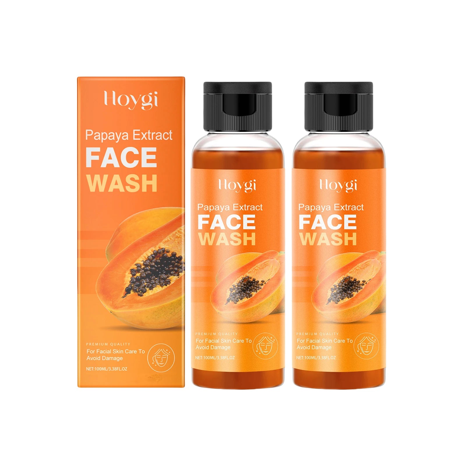 Hoygi Papaya Cleanser Gentle Exfoliating Hydrating Brightening Natural Enzyme Face Wash for Sensitive Skin All Types Zpaxo 2PCS