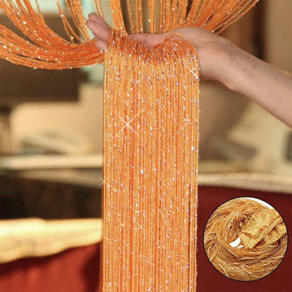 Beads Door Curtain Retro Plain Tassel Window Panel Room Divider