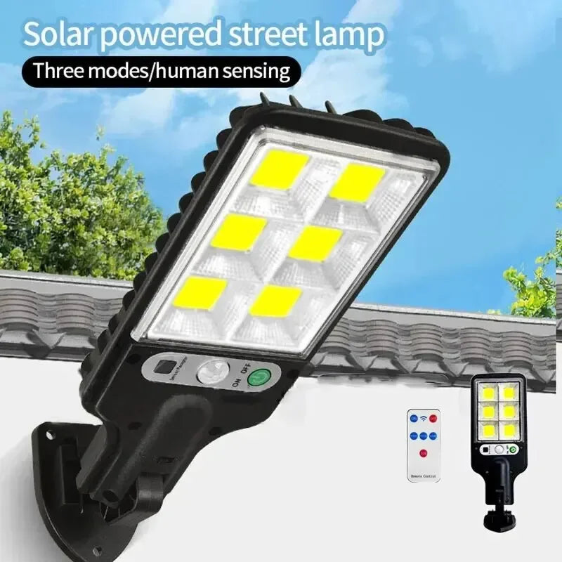 COB Solar Wall Light – Motion Sensor, 3 Modes, Waterproof