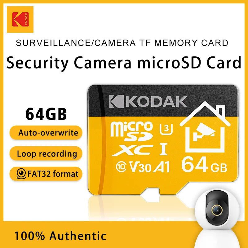 Kodak KI330 High Endurance Micro SD Card for Security Camera & Dash Cam 64G 128G 256G U3 V30 Memory Card Surveillance TF Card Zpaxo 64 GB