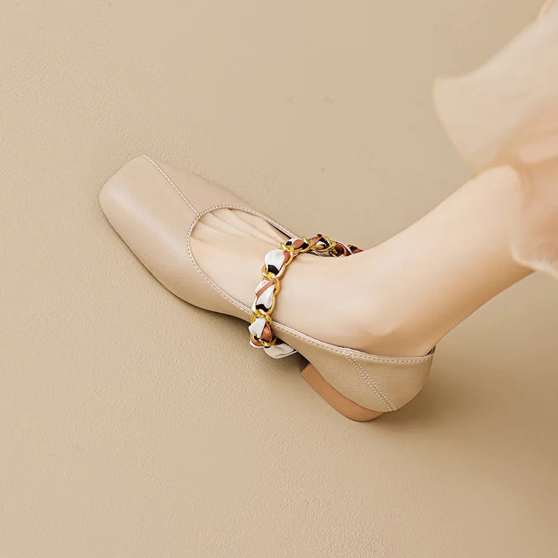 Flat Shoes for Women Spring and Autumn Square Toe Mary Jane Shoes for Women Low Heel for Women Plus Size Women's Shoes Zpaxo