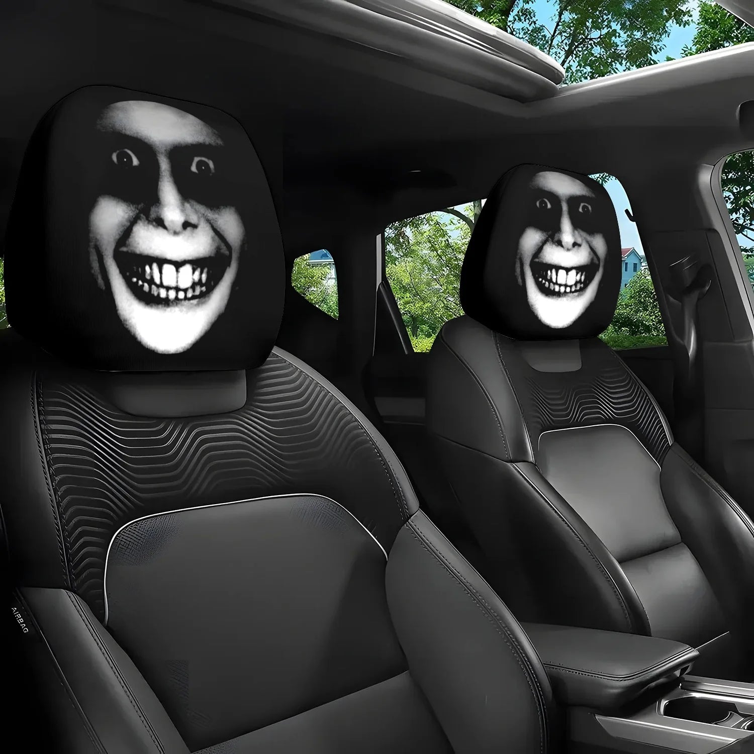 Horror Theme Printed Pattern Car Headrest Protective Cover