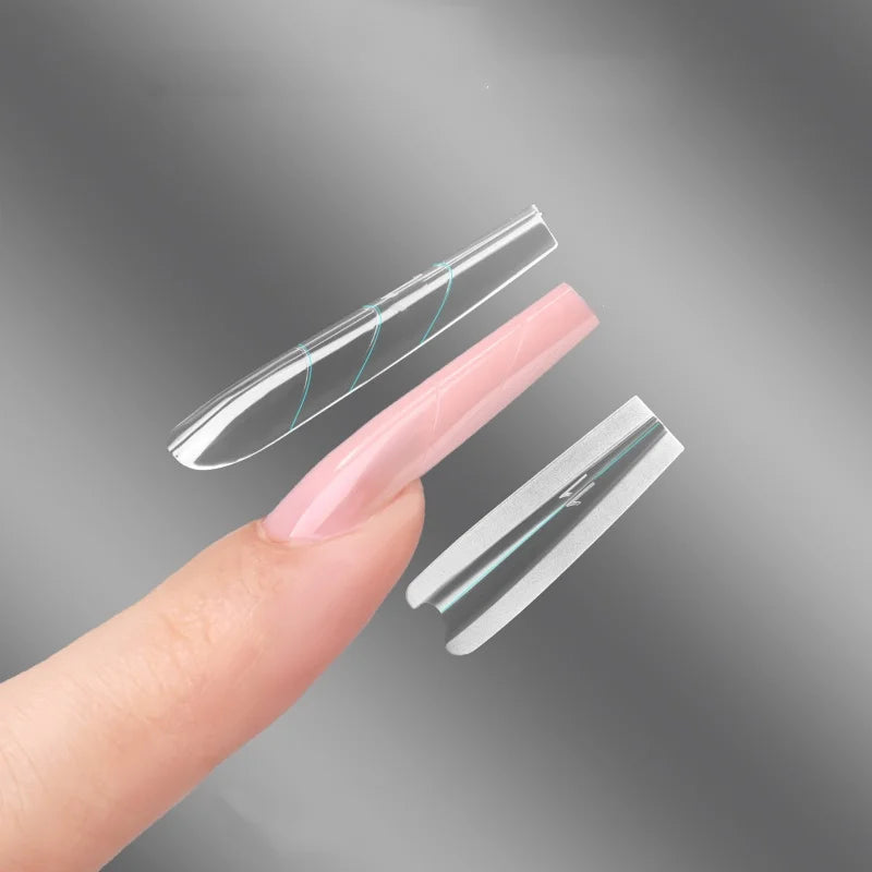 Sandwich Dual Nail Forms 180pcs 15size NEW 2025 Extensions-Dual Forms Coffin Almond Nail Forms Manicure Top Mold Bottom Mold Zpaxo
