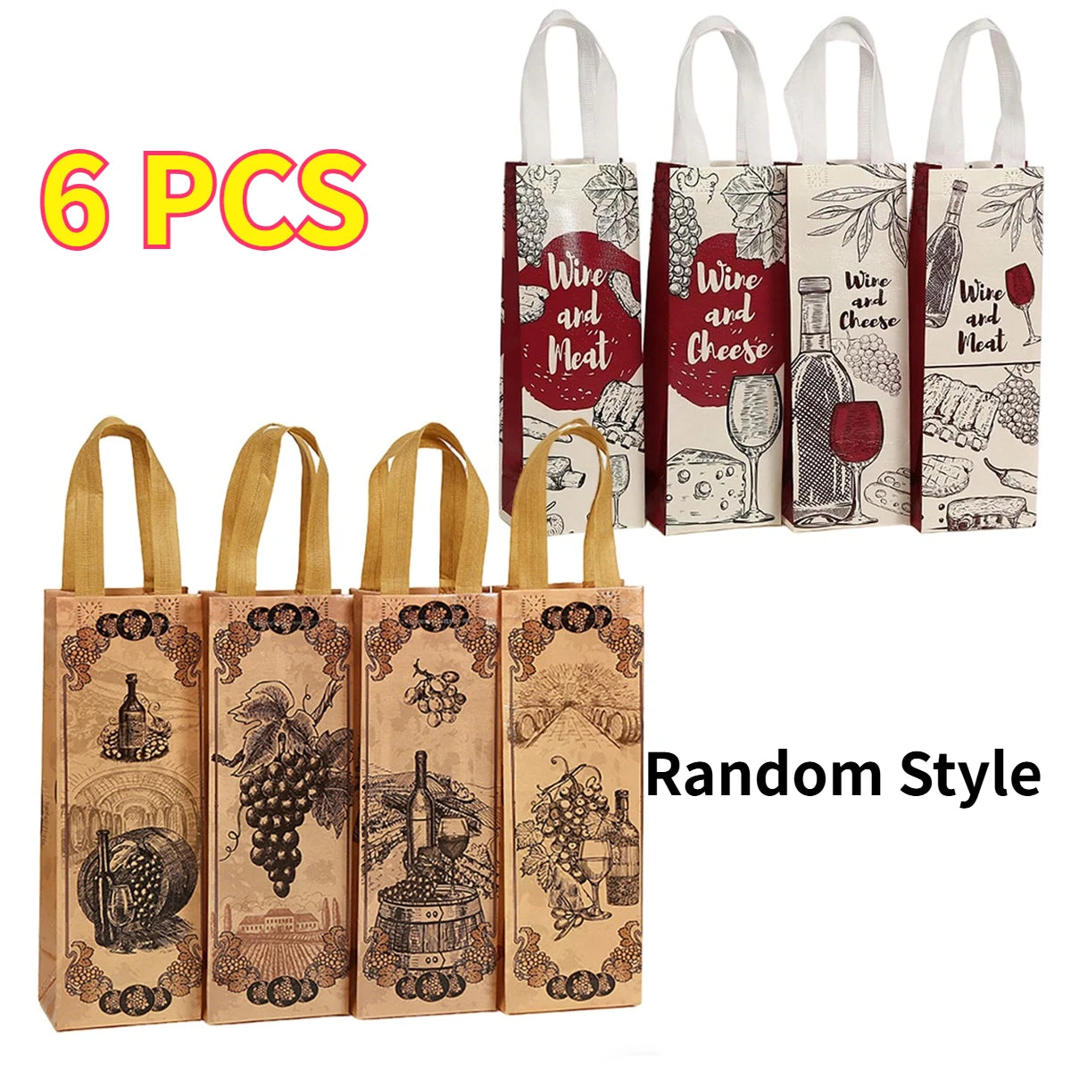 Wine Gift Bags Non-Woven Totes with Handles – 6/12/24 Pack