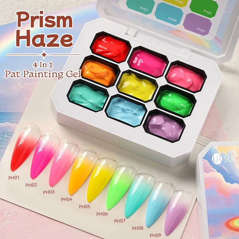 4 in 1 16 Grid Pat Painting Gel Nail Polish Gradient Effect Nail Art Salon Design Long-Lasting Creamy Texture Smooth Application Zpaxo 9 Palace Grid 05