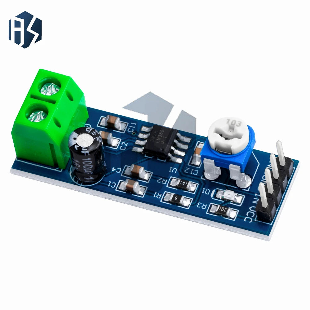 LM386 Audio Amplifier Module - 200x Gain, 5V-12V Input, 10K Adjustable Resistance, Compact Design for DIY Audio Projects and Po Zpaxo