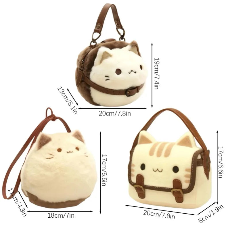Cute Plush Cat Bag Handbag Cute Stuffed Animal Handmade Backpack Shoulder Bag Ideal Gift Fos Girl Kitty Collection Crossbody bag Zpaxo