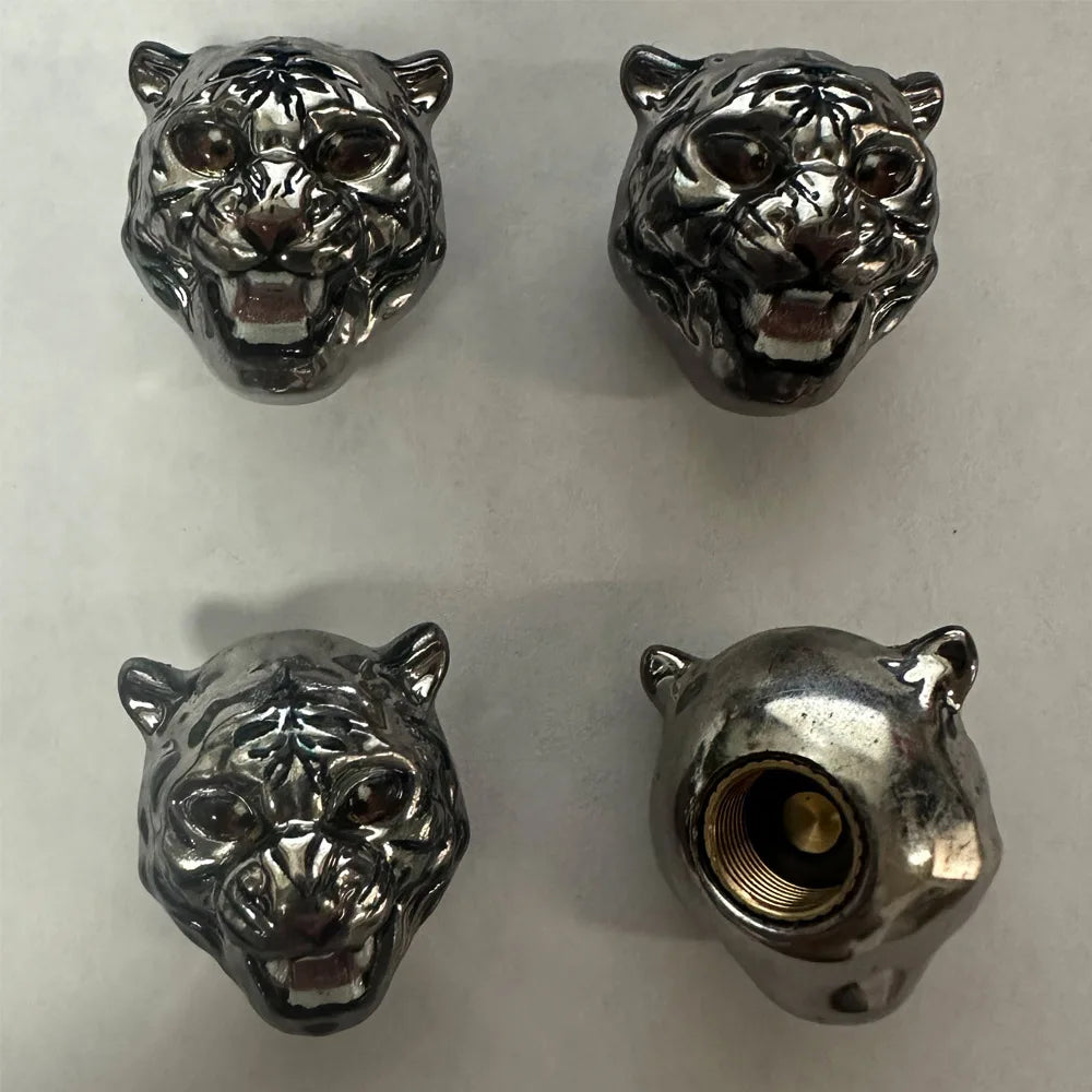 4-Pack 3D Tiger Tire Valve Stem Caps – Car, Bike & Motorcycle