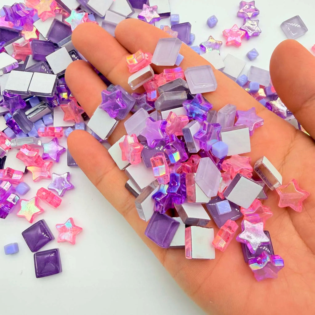 Colorful Crystal Mosaic Tiles Squares Stained Glass for Crafts DIY Frames Handmade Jewelry Coasters Art Material Decoration Zpaxo