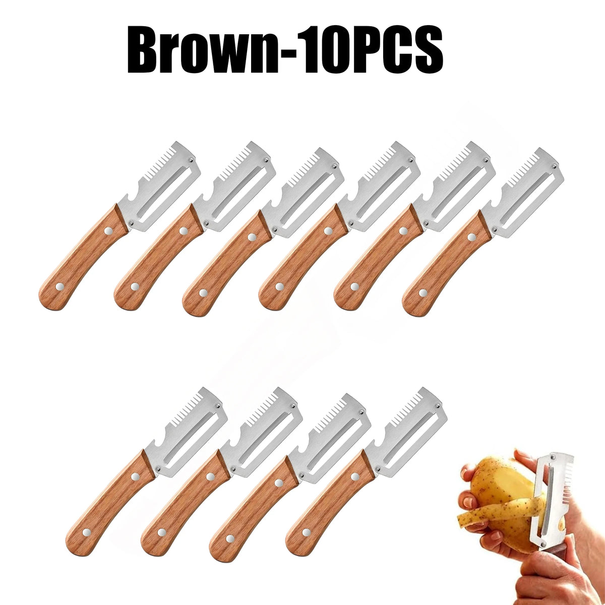 2-in-1 Multi-function Scallion Cutter Bottle Opener Kitchen Vegetable Zpaxo Brown 10PCS