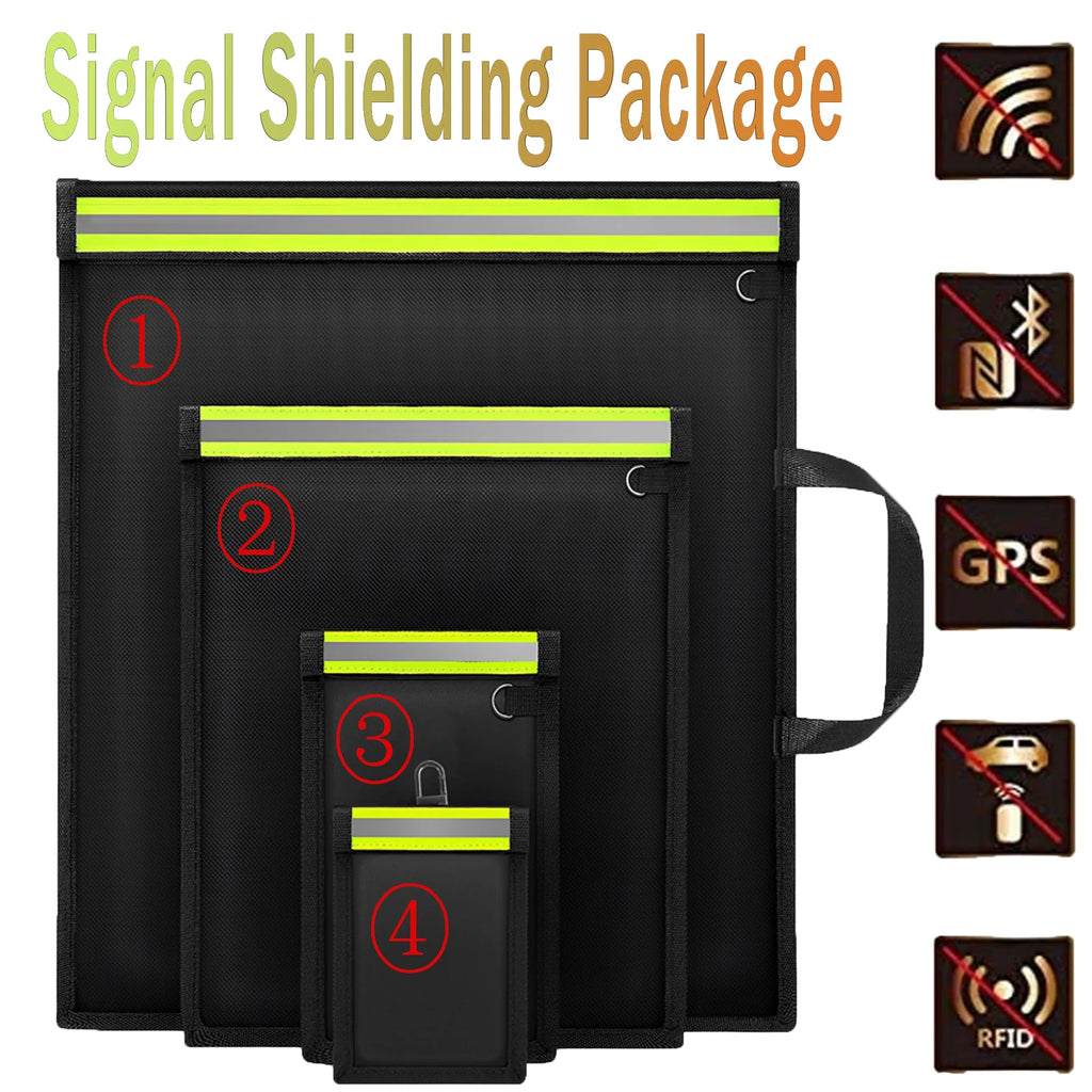 4Pcs Signal Blocker Faraday Bag RFID Faraday Pouch with Reflective Strip Anti-Tracking Signal Blocker Faraday Bag for Keys Phone Zpaxo