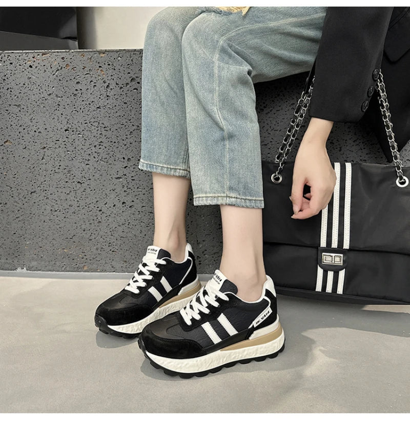 Women Autumn Fashion Hidden Heels Sports Dad Shoes Spring Platform Zpaxo