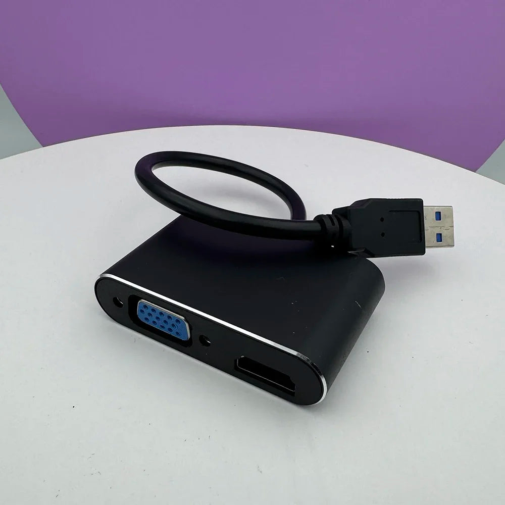1080P Video Audio USB3.0 to HDMI-Compatible VGA Converter for Computer to Projector TV Monitor Extend Screen HD VGA Cable Zpaxo Default Title