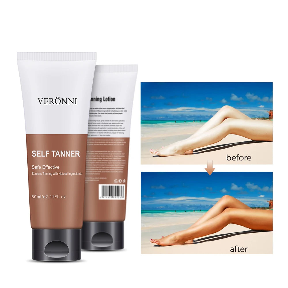 BODY TANNING OIL Bronzing Cream,Ultra Moisturizing&Tan Boosting,Natural Streak-Free Tinted self-Tanning Care For Body and Face Zpaxo WHITE 60ml