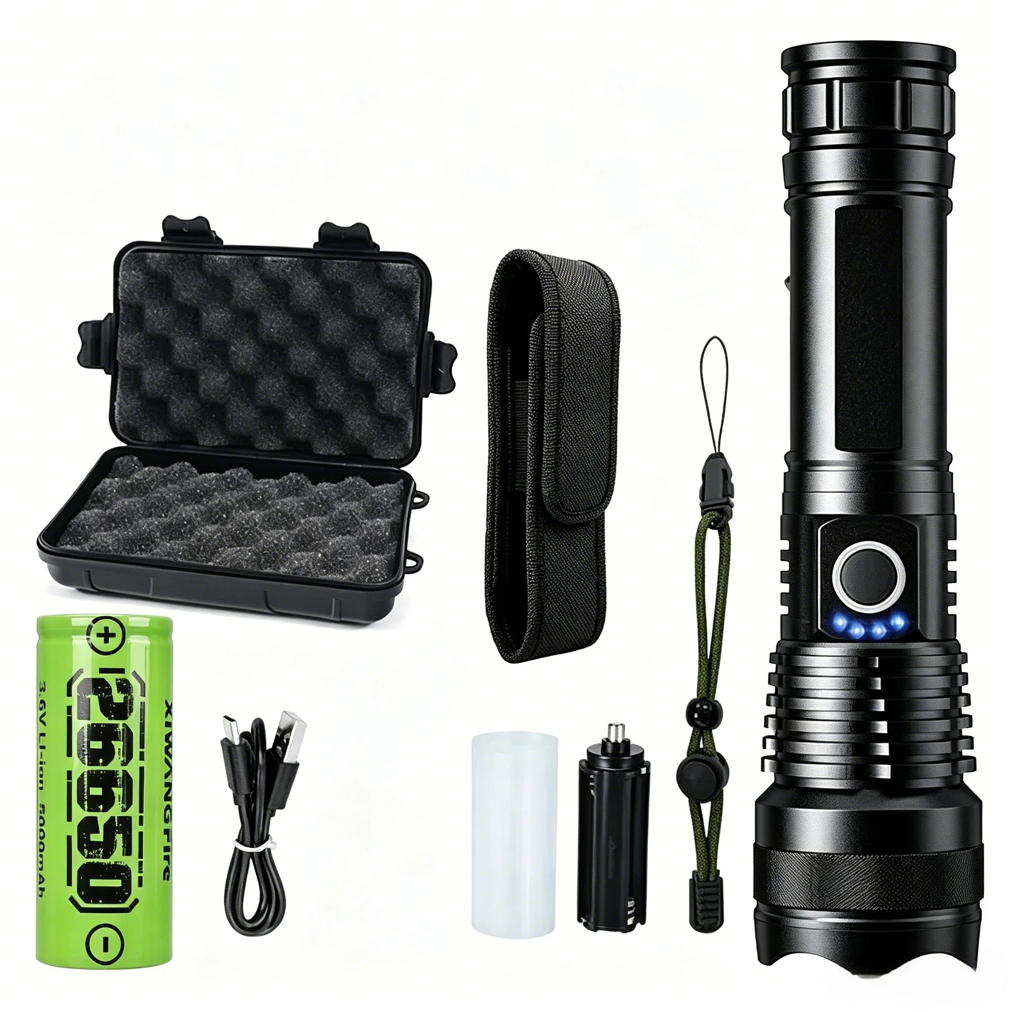 90000LM Power XHP50 Led Flashlight Rechargeable Torch Zoom Usb Hand Zpaxo 26650 with box
