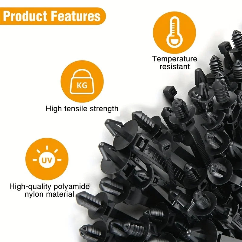 Universal Nylon Push Mount Cable Zip Tie Self Locking Strap 5 Most