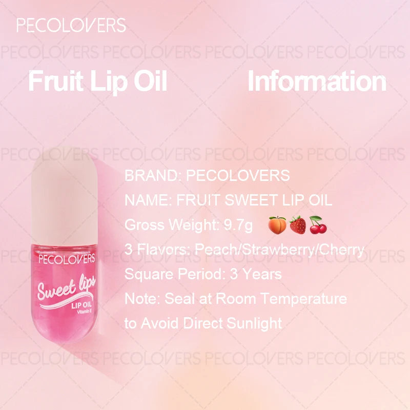 1PC Moisturizing Tinted Lip Oil, Glossy, Fruity Flavor, Prevents Dry Lips, Light and Thin, Suitable for Autumn and Winter Makeup Zpaxo